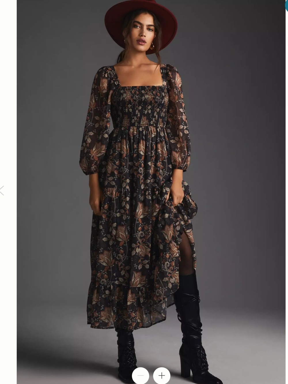 Anthropologie Letrueke Let Be Square-Neck Smocked Maxi Dress Size Small NWTS